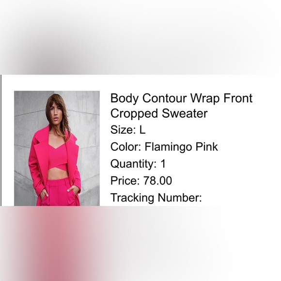 Express Body Contour Wrap Front Sweater, NWT, Sz L, Hot Pink, Retail $78.00 - Picture 9 of 9